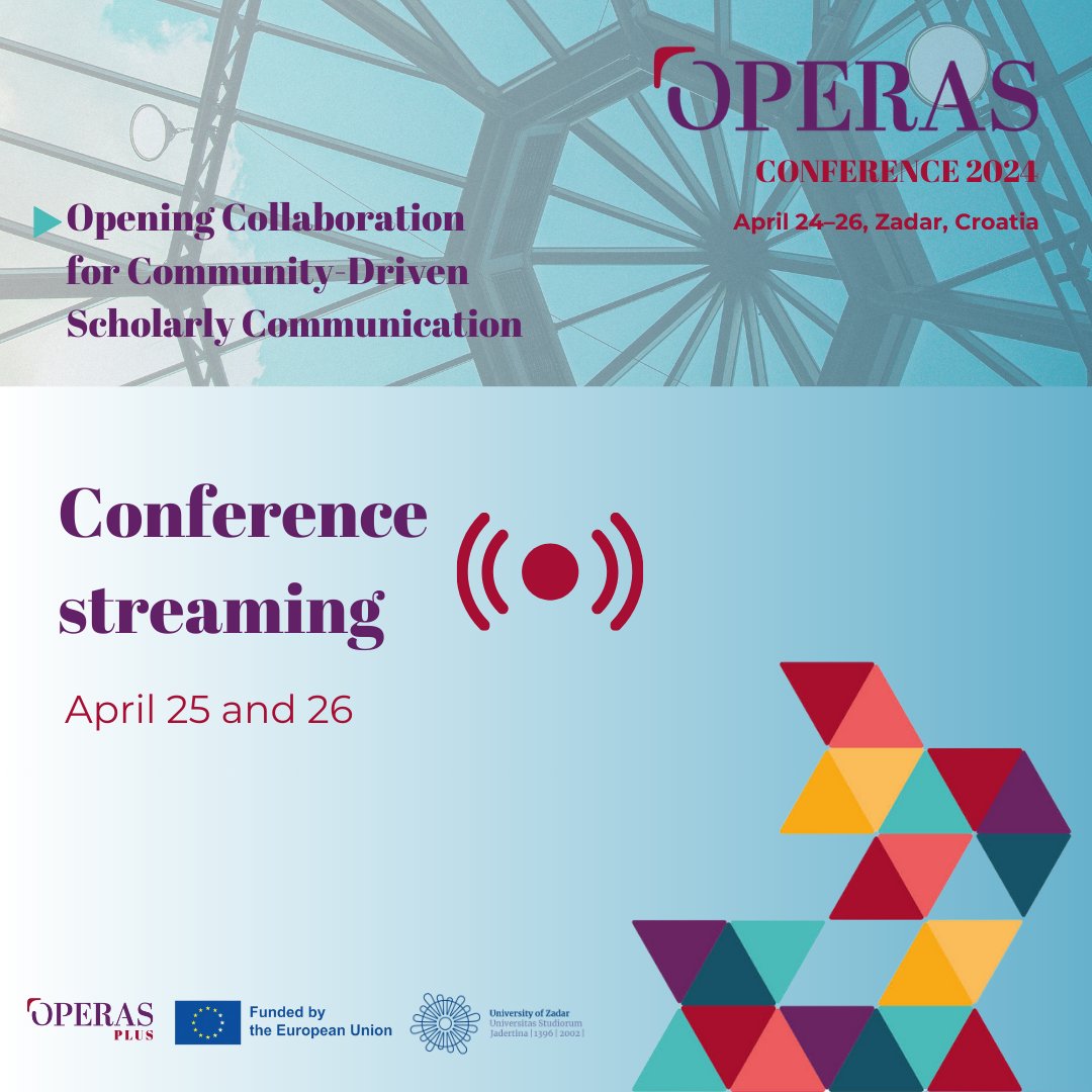 Not able to join #OPERAS2024 in person? We have good news for you. 

We will stream sessions on April 25 and April 26 on the OPERAS Youtube channel.

Check details on the website — look for the "streamed" badge on the programme! 

bit.ly/day3-operas2024

bit.ly/day2-operas2024