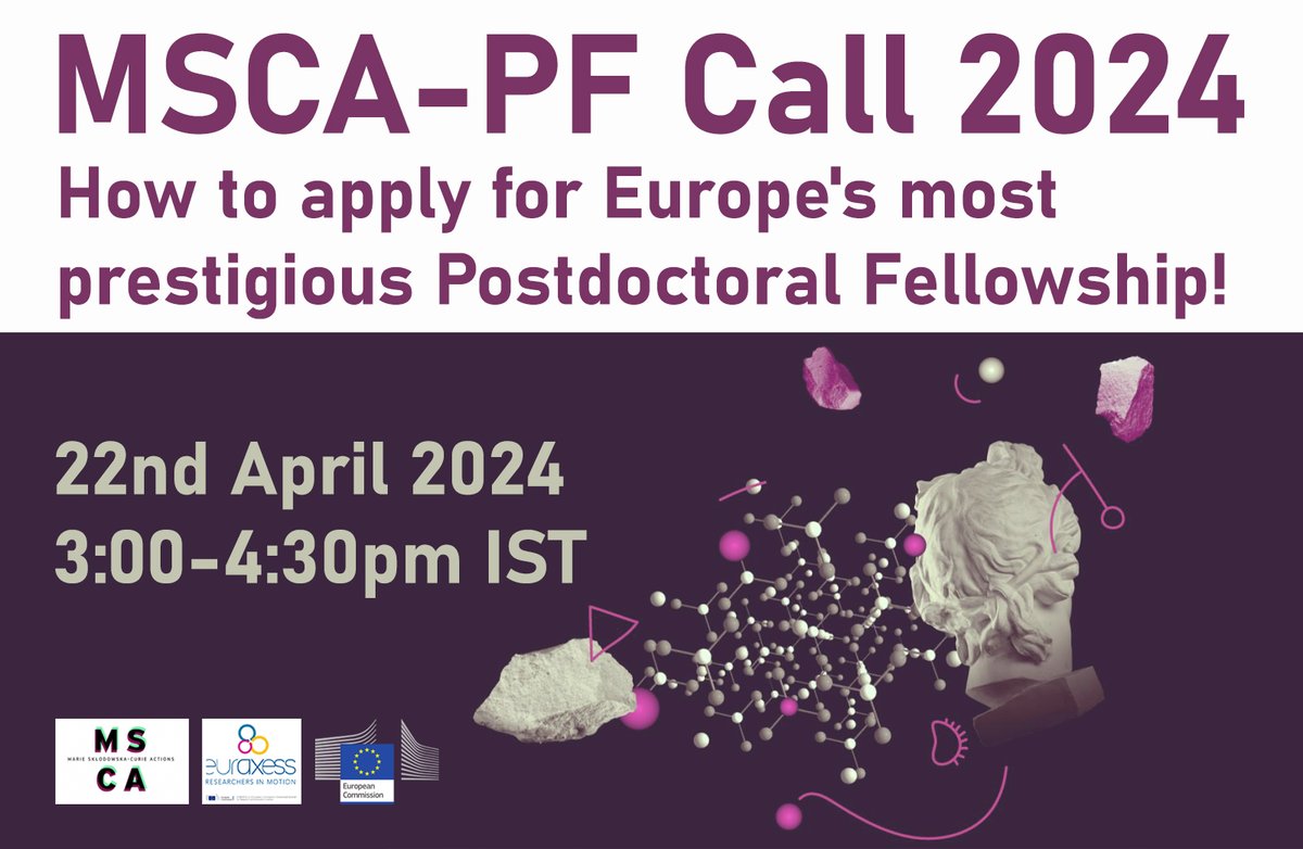 Are you an aspiring #researcher seeking to advance your #Career?🔬 Then the highly prestigious MSCA Postdoctoral Fellowship Call 2⃣0⃣2⃣4⃣ is your opportunity! 🌐🚀 Join our exclusive webinar to get valuable tips on how to apply!🔍 Register now ➡️bit.ly/4d15owo