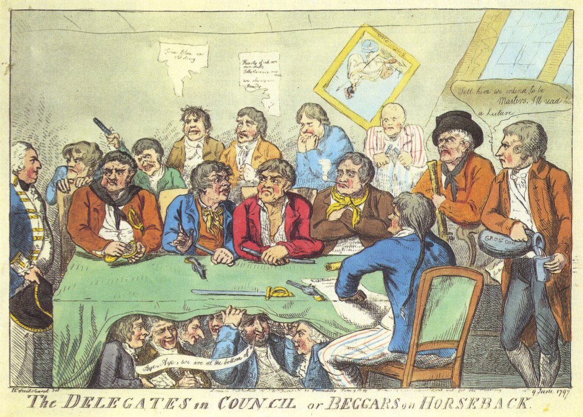 Apr 16 1797 - Beginning of the Spithead Mutiny, 16 Royal Navy ships taken over by mutineers angry at conditions and low pay. Together with the Nore mutiny now known as the “Floating Republic.