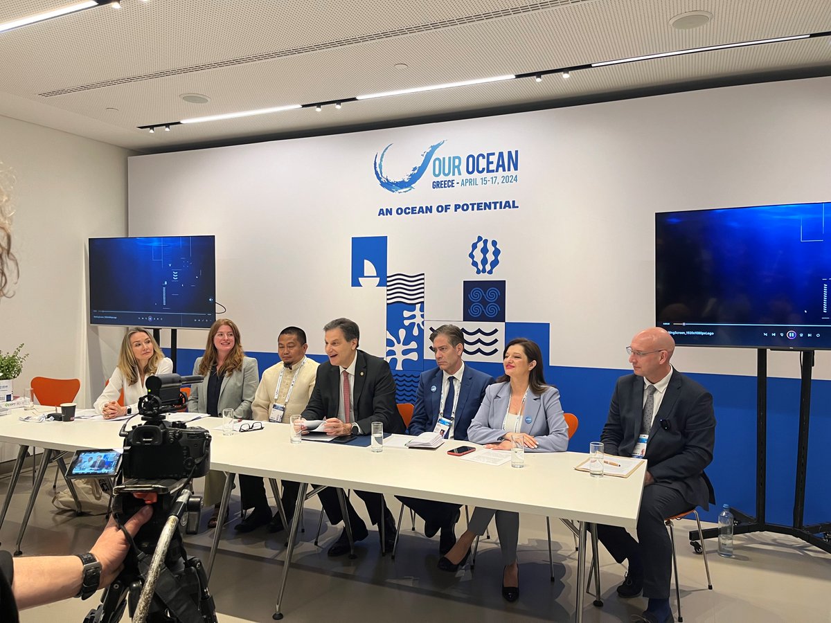 OceanaEurope's tweet photo. We're at #OurOcean2024. Greece has just announced that it will #BanBottomTrawling in all its marine protected areas by 2030. The country also aims to protect 30% of its waters by the end of this year. Now it's time for other EU Member States to act in the same direction! https://t.co/GiUZKTbwZp