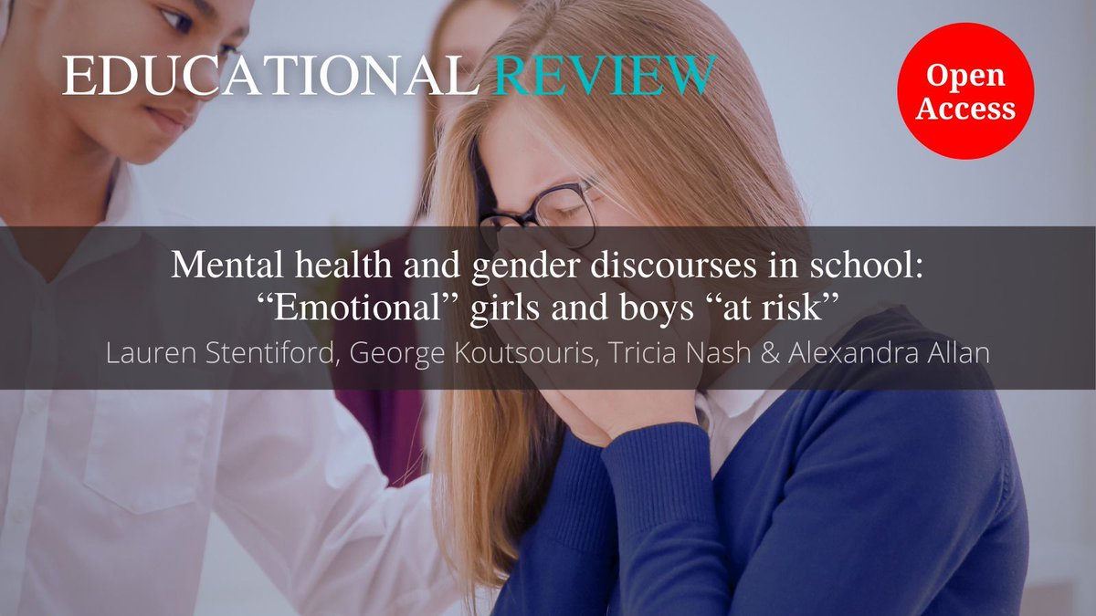 #OpenAccess research on #gender & #MentalHealth in schools 🧠 finds girls were thought of as emotionally open & likely to receive ‘more’ mental health support vs. boys seen as masking their distress through silence/disruptive behaviours. Read more 📑 doi.org/10.1080/001319…