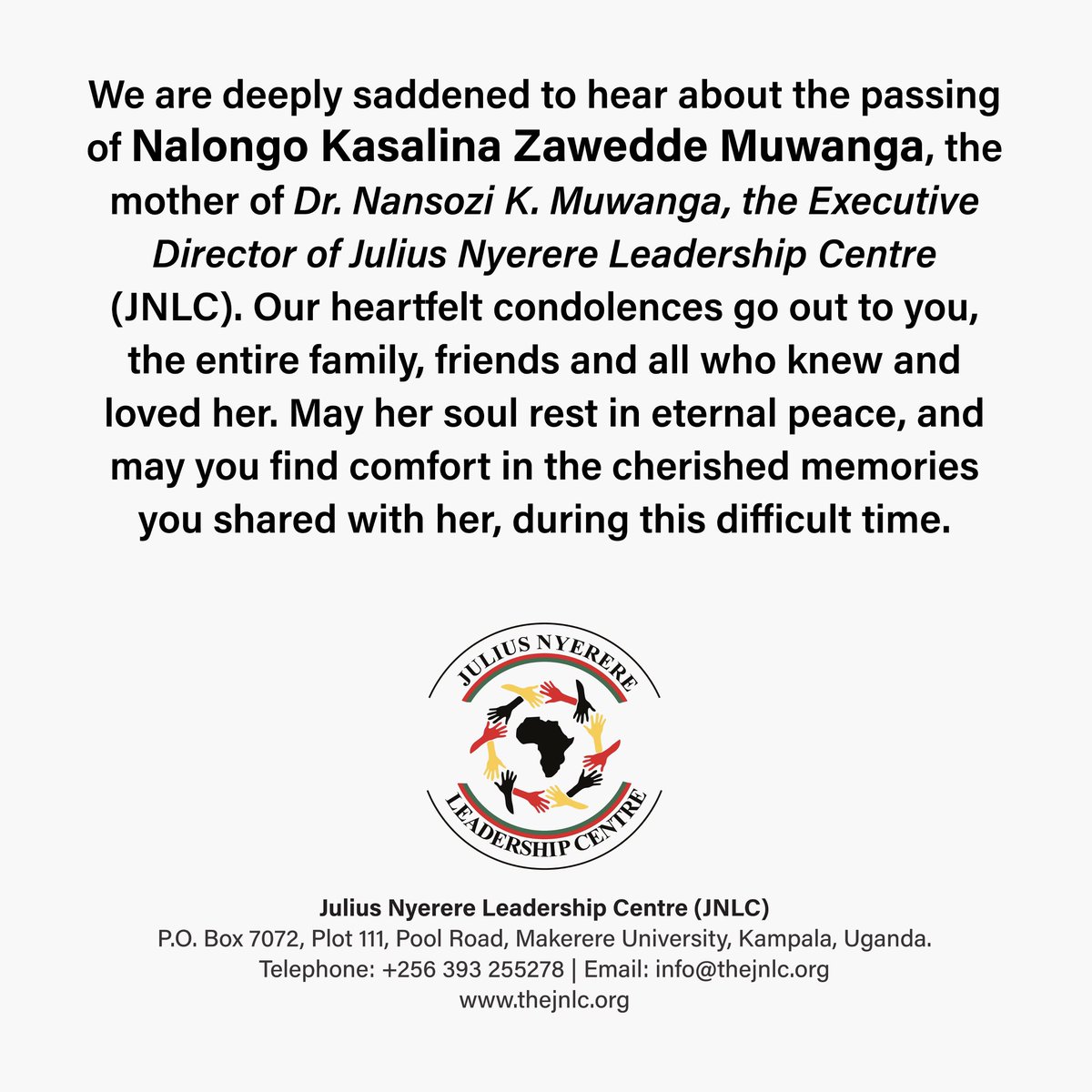 Our heartfelt condolences go out to you @NansoziKM, the entire family, friends, and all who knew and loved her. May her soul rest in eternal peace.