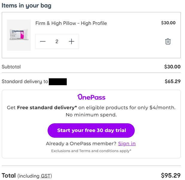 Compare how much this country absolutely bends over disabled customers for the need to have things delivered.

Will never not be annoyed by this actual gouging.

This is K-mart, but all OnePass partners do this bullshit.