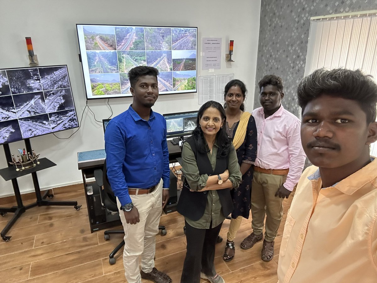 Back in Madukkarai, Coimbatore at the control room to review the functioning of our AI and ML enabled project which has been operationalised to prevent elephant deaths on railway tracks. Meeting Team e-eye is always special. #Madukkarai