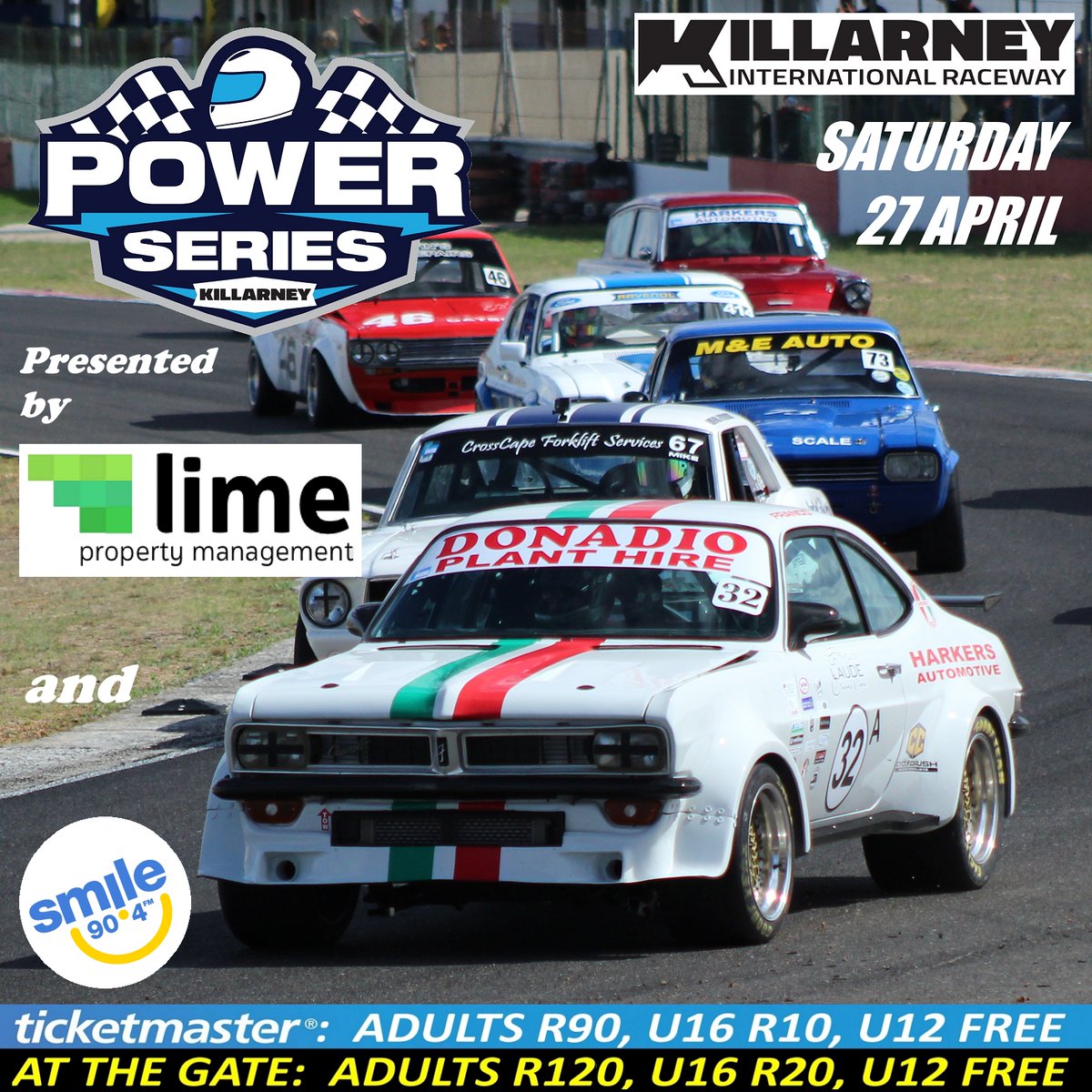 Celebrate Freedom Day with a thrilling day of motorsport action at the Power Series presented by Lime Property Management in association with Smile 90.4 FM on Saturday 27 April. READ MORE: facebook.com/events/3983409… TICKETS: ticketmaster.co.za/event/killarne…