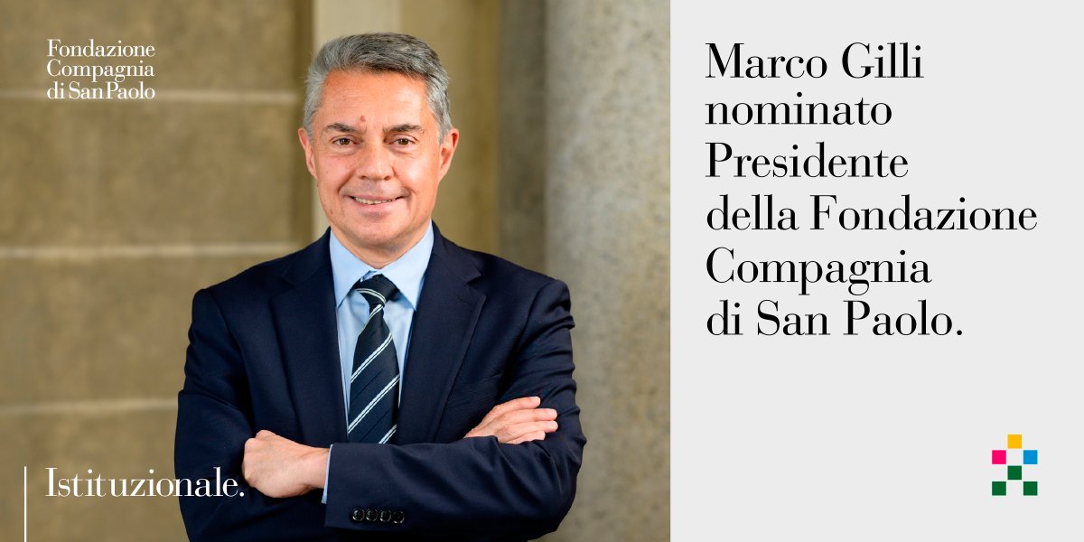 Marco Gilli nominato all'unanimità nuovo Presidente della Fondazione della Compagnia di San Paolo, con Rosanna Ventrella Grimaldi Vicepresidente.

🔗 compagniadisanpaolo.it/it/news/marco-…