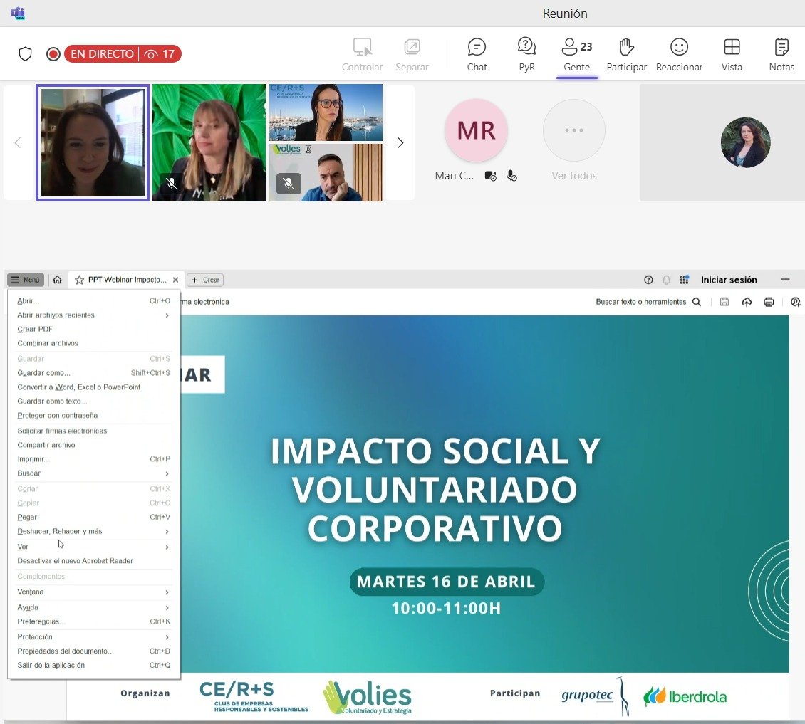 Felices de compartir con el @cerscv nuestro 1er Webinar sobre #ImpactoSocial y #Voluntariadocorporativo. 

Seguro que no será el último ;-)

🤝Alianzas para el cambio!! #ODS17