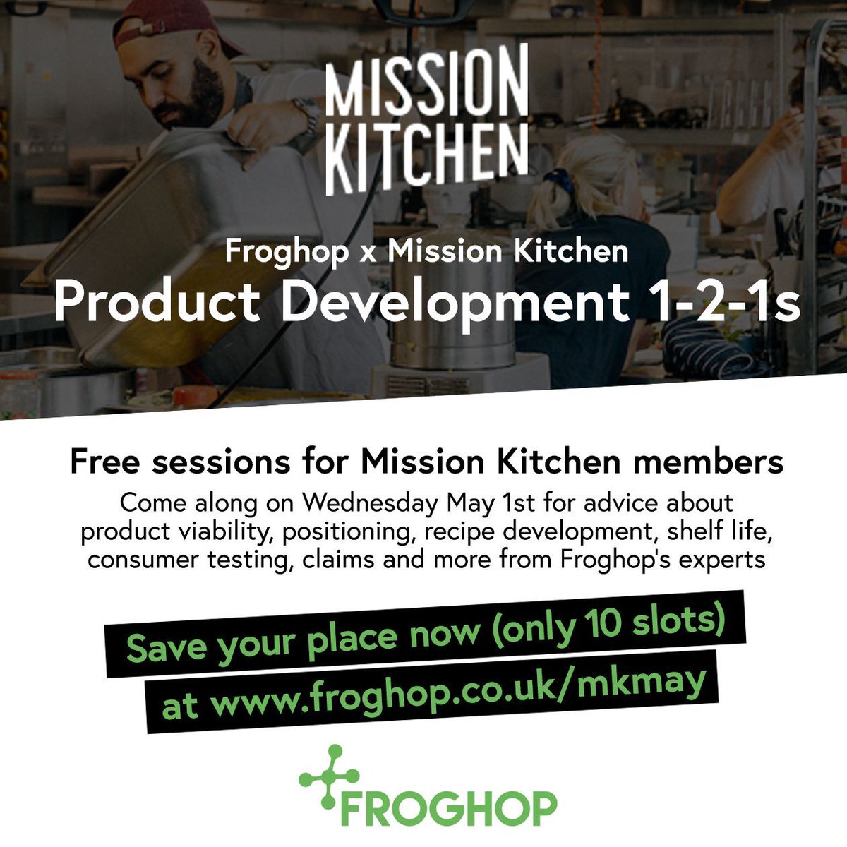 Expert 1-2-1s for @mission_kitchen members on Weds May 1st. Get expert advice on your food or drink product development challenges. Save your place now 👉 buff.ly/3JlyDfQ

#npd #foodproductdevelopment #foodscaleup #foodstartup #missionkitchen #foodpreneur #foodbusiness