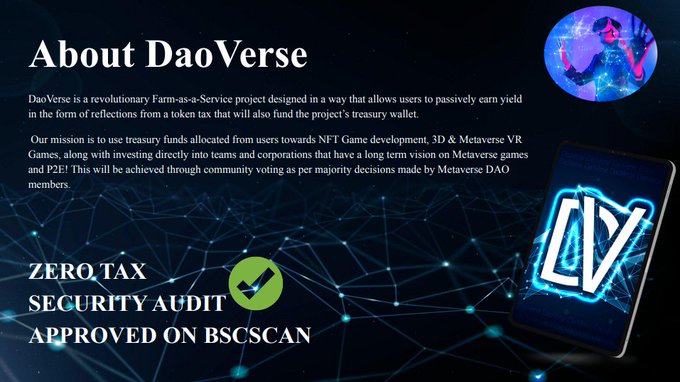 Stay safe with DaoVers!🚀

Our amazing project is trustworthy and ensures safety for all users at any time!💙

Stay secure and learn more here.⬇️
🔵skynet.certik.com/projects/daove…
🔵github.com/Tech-Audit/Sma…

#cryptomarket #BitcoinHalving #Crypto #Tokens