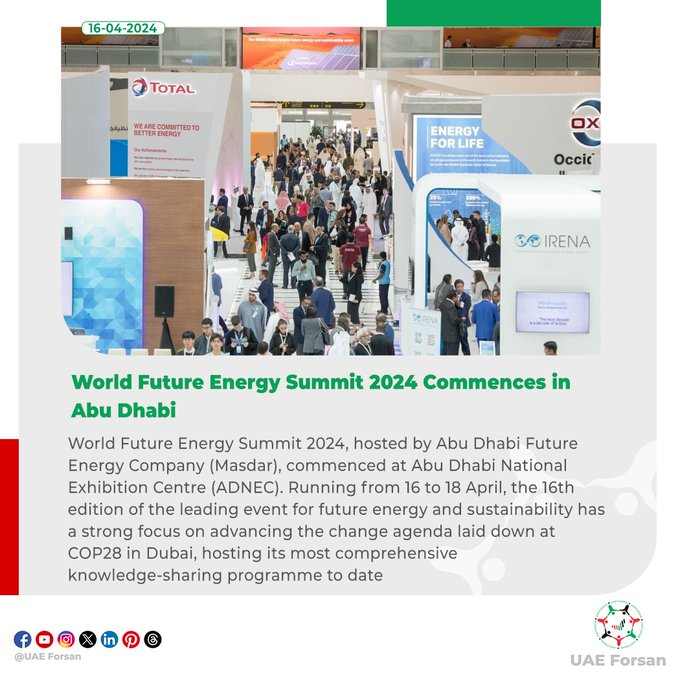 #WorldFutureEnergySummit 2024 kicks off in Abu Dhabi!  #WFES2024 #Masdar #ADNEC

The Summit features its most comprehensive knowledge-sharing program yet, with over 350 leading energy experts, policymakers, academics, and future shapers.