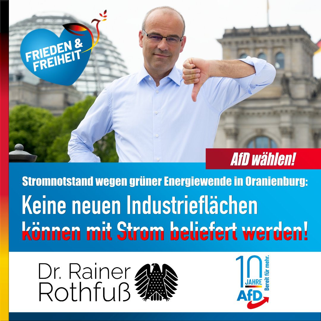 Das #GRÜNE #Wirtschaftswunder in der #Realität: #Oranienburg ist die erste Stadt in 🇩🇪 Deutschland, die den #Stromnotstand ausruft.

focus.de/finanzen/news/…

@DrRothfuss #AfD #Bundestag 🇩🇪 #Deutschland