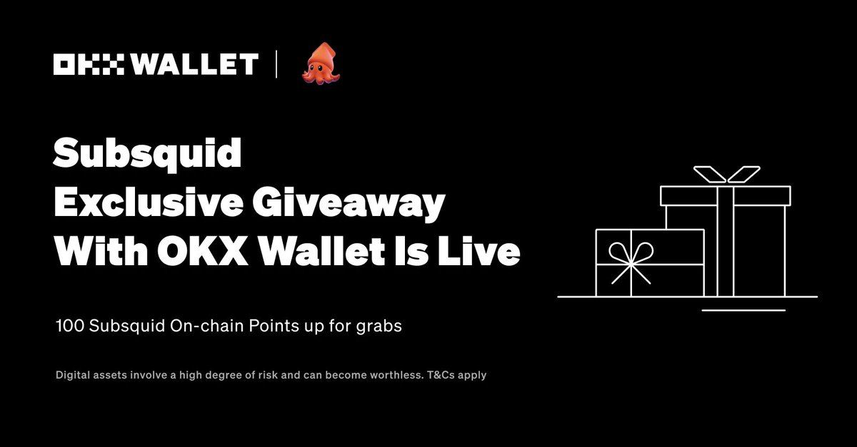 Earn points for our first airdrop. We're excited to spotlight the Subsquid Points Program's official wallet partner: @okxweb3! Join the quests and secure points in our exclusive giveaway! app.galxe.com/quest/OKXWEB3/…