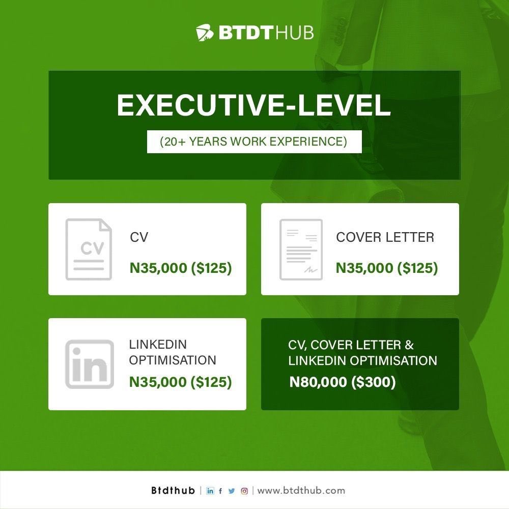 Do you want to unleash your potential with a standout CV, Contact @BTDTHub today where experienced team creates compelling resumes that capture attention. Invest in your future success today.