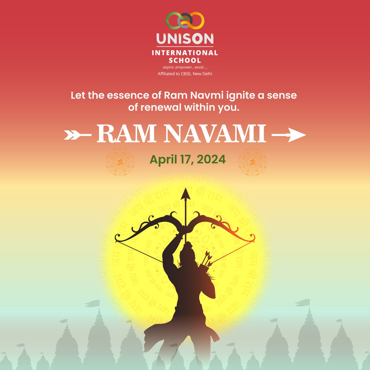 Embrace the teachings of Lord Rama and find strength and courage to overcome obstacles in your life✨

#BlessingsOfRama #HappyRamNavami  #UnisonInternationalSchool #Excellence #Academics #ExtracurricularActivities #FutureLeaders #CBSESchool #21stCenturyCurriculum #FunLearning
