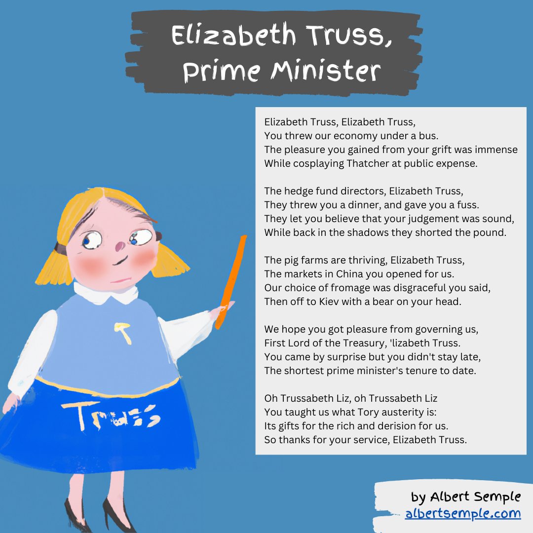 I thought it would be worth reminding ourselves what qualifies Liz Truss to endorse US Presidential candidates by resharing my unpublished children's book.

#LizTruss