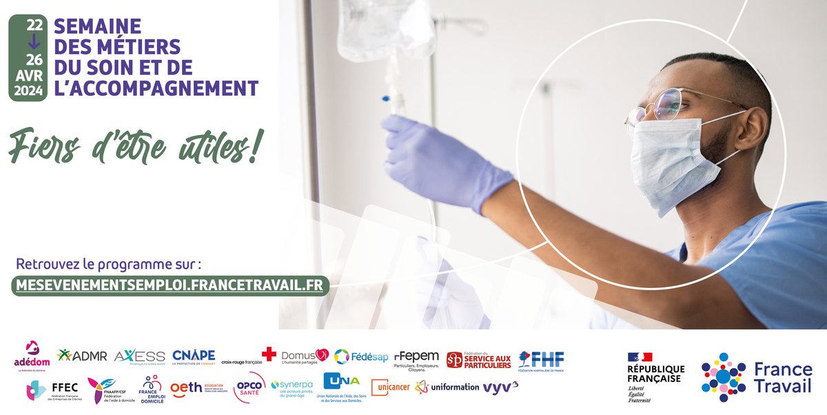 FTravail_PACA's tweet image. Du 22 au 26 avril, les métiers du #soin et de l’accompagnement sont à l’honneur 🏥  

+9⃣0⃣ évènements organisés pour faire connaitre la diversité du secteur et faciliter la rencontre entre recruteurs et demandeurs d'#emploi 👉 francetravail.org/regions/proven… @aphm_actu @IRTSPACACorse