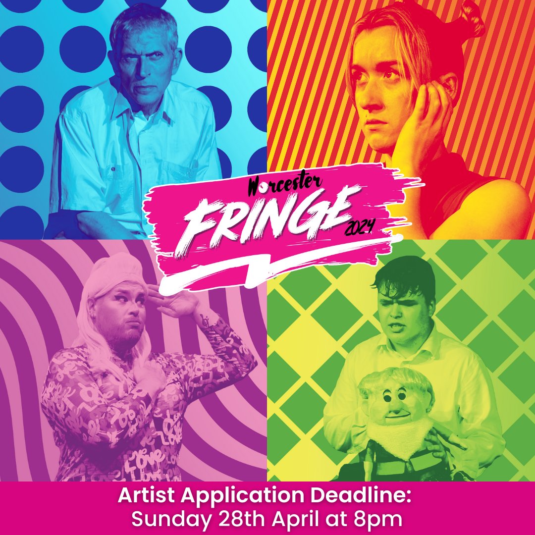 ARTISTS! Our Worcester Fringe 2024 Application deadline is fast approaching 🎭✨ Applications close on Sun 28 April at 8pm and we can’t wait to hear from you. Get applying! 🤩 📝 worcestertheatres.co.uk/get-involved/w… #WorcestershireHour