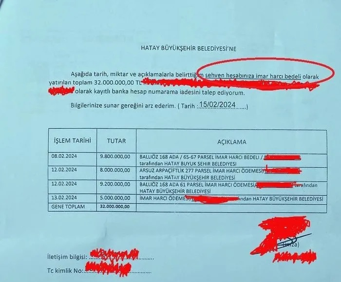 Hatay Büyükşehir Belediyesi’nin eski Belediye Başkanı CHP'li Lüftü Savaş’ın seçim çalışmaları için tefeciden aldığı 32 milyon liranın banka dekontları ortaya çıktı ▪️Belediyeye “İmar harcı” adı altında gönderilen 32 milyon liranın sahibi, parayı ‘yanlışlıkla’ gönderdiğini iddia…