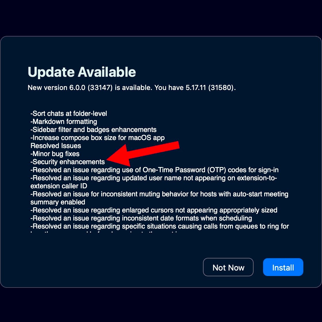 Zoom Desktop Client (now rebranded as “Zoom Workplace”) is now at version 6.0.0 for macOS, Windows, and Linux. It includes “security enhancements.” (Zoom hasn’t released security bulletins or CVE details yet.) Also watch for iOS and Android updates, which should be coming soon.