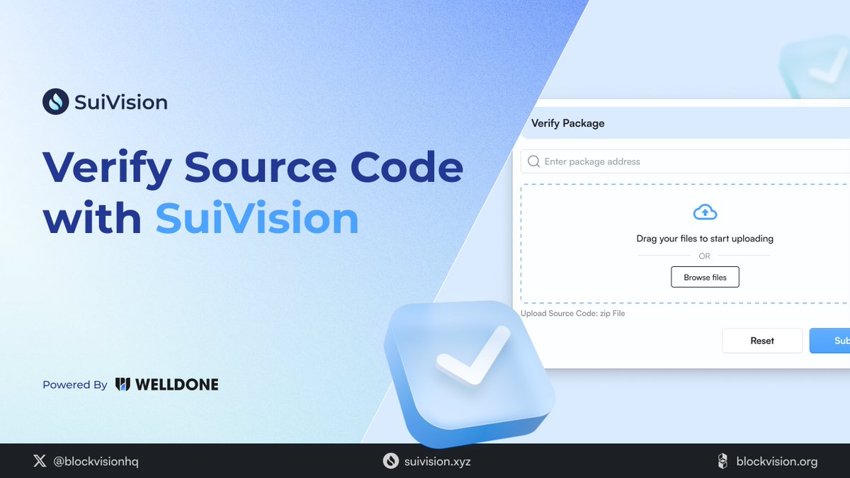Calling out ALL Builders on Sui💧, ✅You can now verify the package source code on SuiVision, powered by @WelldoneStudio_ from @dsrvlabs. Match your smart contracts, get verified, and boost transparency on #SuiNetwork.