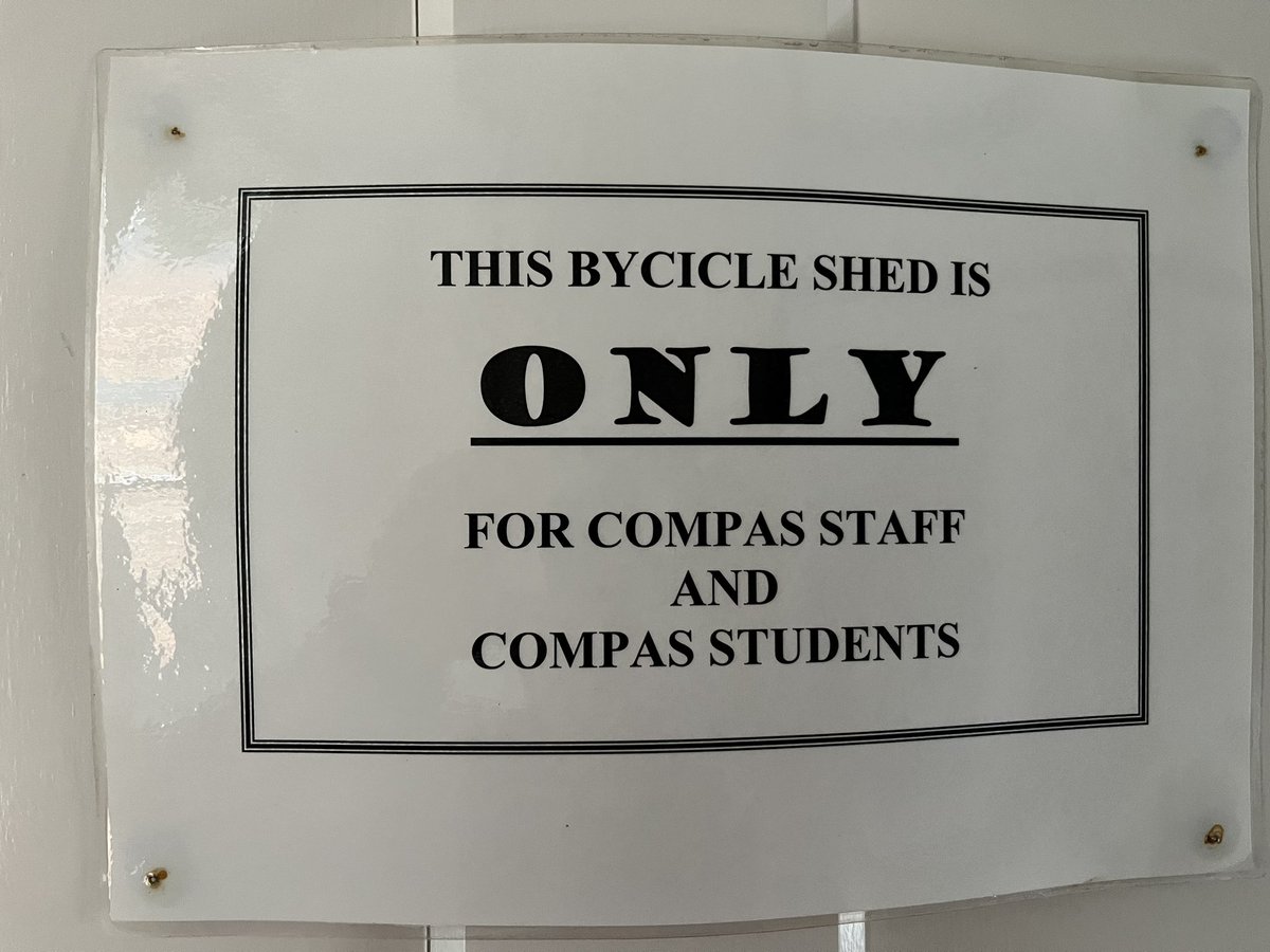 After decades, the (exclusive!) @COMPAS_oxford bike shed has been taken down (kitchen expansion on neighbouring building). At least I was able to save the sign!