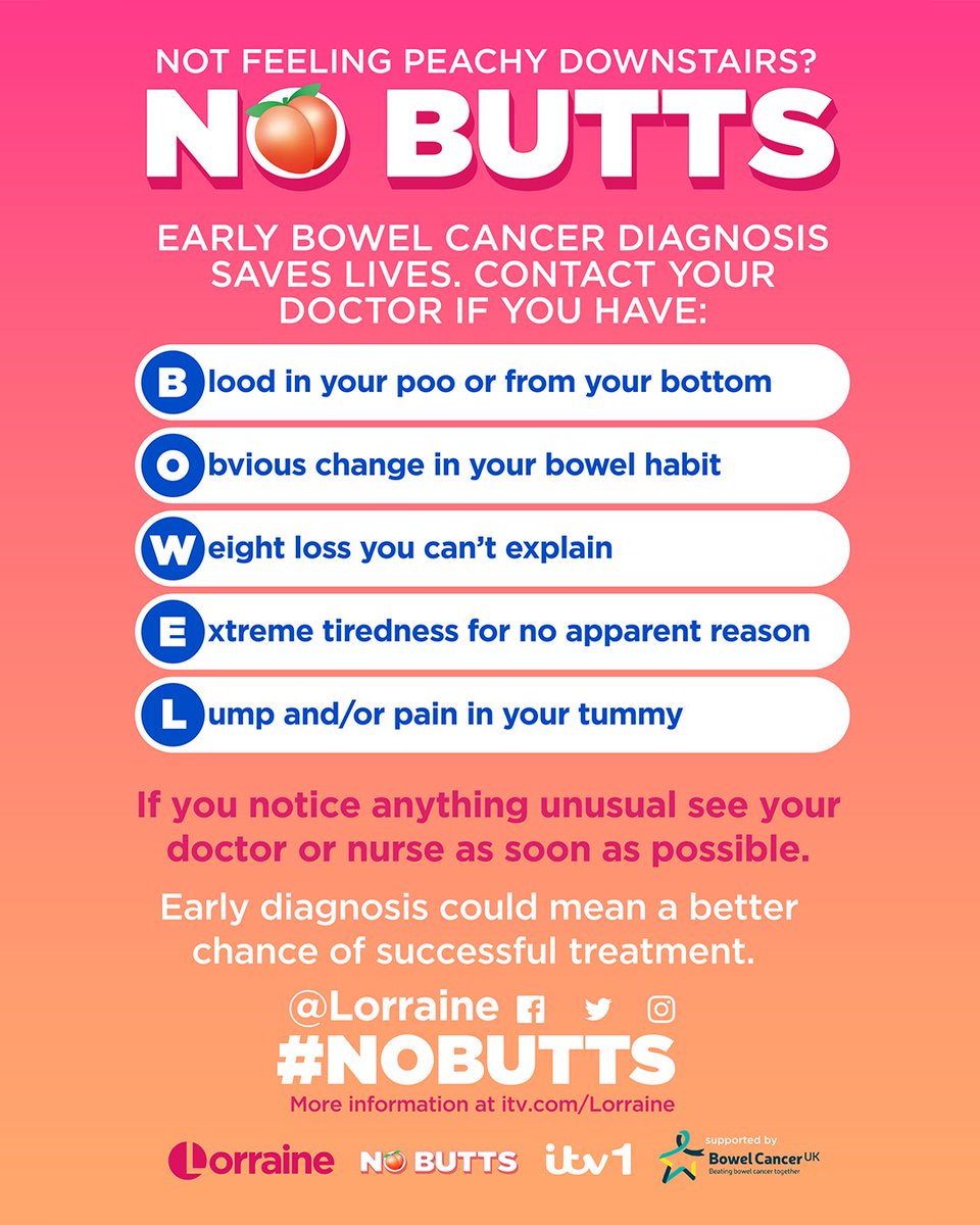 lorraine's tweet photo. We are live in Hull with @DrAmirKhanGP and @AdeleRoberts who are spending the morning walking us through a giant inflatable bowel to learn more about #bowelcancer 💩
Almost 43,000 people are diagnosed with bowel cancer each year in the UK and more than 16,500 people die from the disease making it the UK’s second biggest cancer killer.
That’s why #NoButts, our bowel cancer awareness campaign is back for the fourth year and we just need you to do one thing… #CheckYourPoo 💩