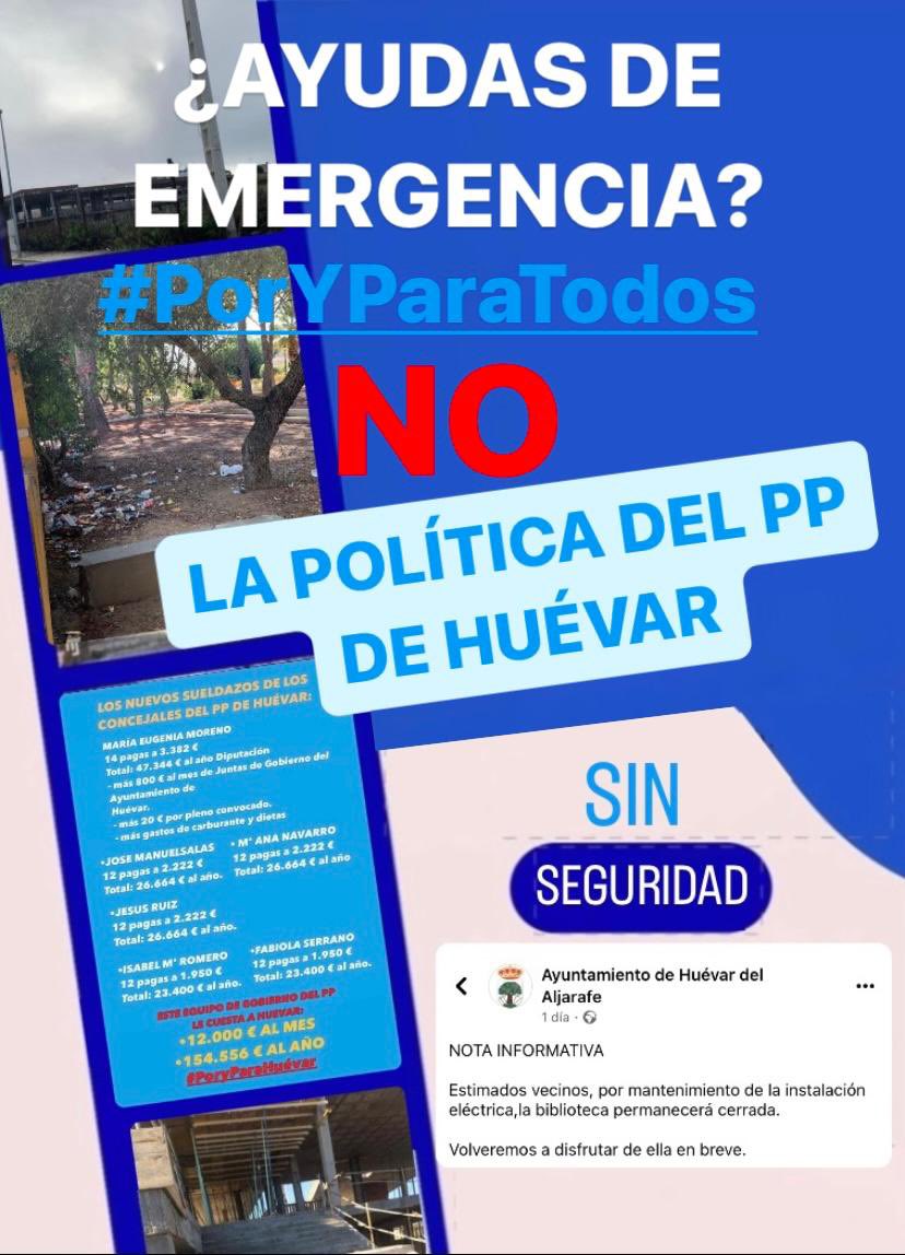 PSOEHUEVAR's tweet photo. LA POLÍTICA DEL PP DE HUÉVAR

🔴 SE REITERAN O REPITEN AYUDAS DE EMERGENCIA A LAS MISMAS PERSONAS HABIENDO VECINOS QUE ESTÁN EN LA MISMA SITUACIÓN Y NO SON PERCEPTORES DE LAS MISMAS. https://t.co/UswvPtXZsE
