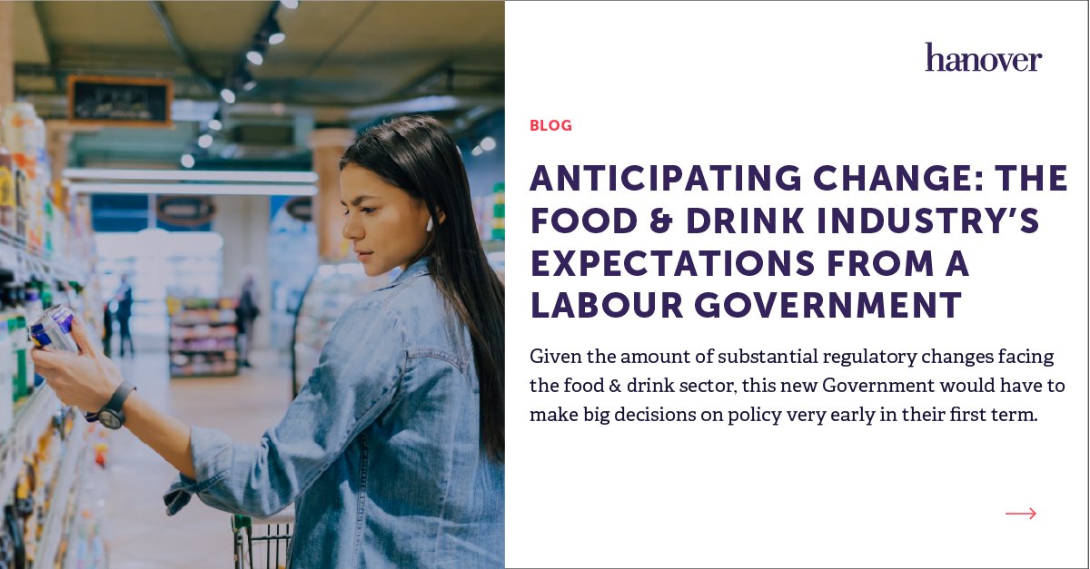 Nicole Wyatt examines the food & drink industry's regulatory future, including the pivotal role of policy decisions in areas like health and sustainability. Read more here and please reach out to Nicole for any other further insights: hanovercomms.com/insight/antici…