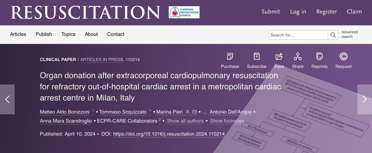 🌗The other side of #ECPR 🌓 🫁 Organ #donation🫀 ⌛️10 years 🤕 307 refractory #OHCA ✅19% donated ≥ solid organ ✅167 solid organ recipients helped ✅28% ECPR benefit ➡️ Focus on selection criteria #FOAMed #FOAMcc 1/4 resuscitationjournal.com/article/S0300-…