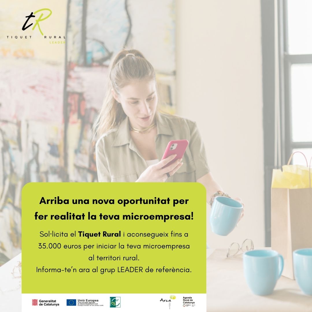 📢 El DACC i els grups #LeaderCat posen en marxa una nova eina per fomentar el relleu rural al territori:

🎟️ El 𝗧𝗜𝗤𝗨𝗘𝗧 𝗥𝗨𝗥𝗔𝗟 ➡️ Fins a  35.000€ per a iniciar la teva microempresa‼️

🔗 #TiquetRuralCat:  dogc.gencat.cat/ca/document-de…

#AgendaRuralCat #DinamitzacióEconòmica