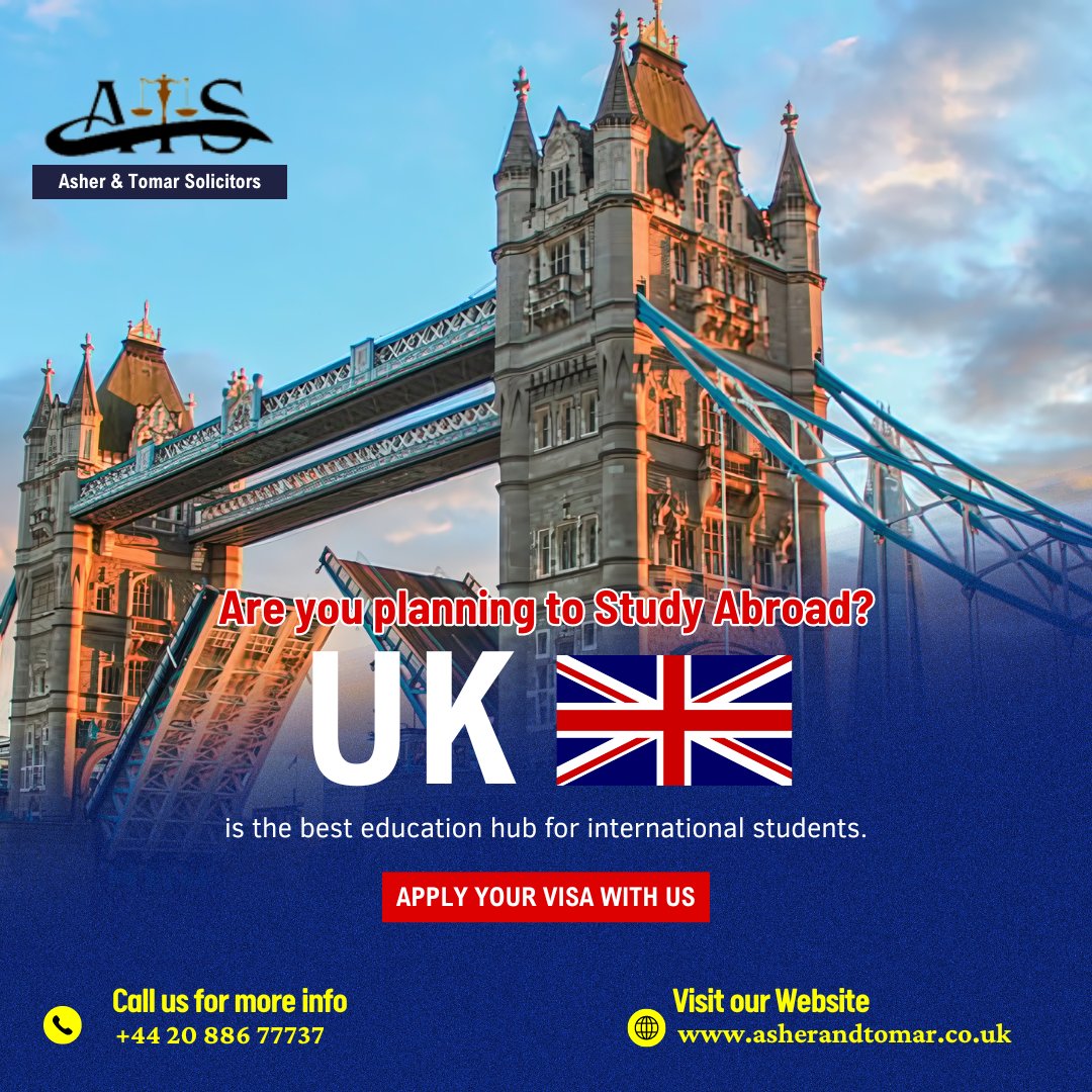 Are you planning to Study Abroad? UK is the best education hub for international students.

Schedule a consultation today!

📞 Contact No.: +44 20 886 77737
🌎 Website: asherandtomar.co.uk

#UKVisaHelp #solicitorsuk #StudyAbroad #UKEducation