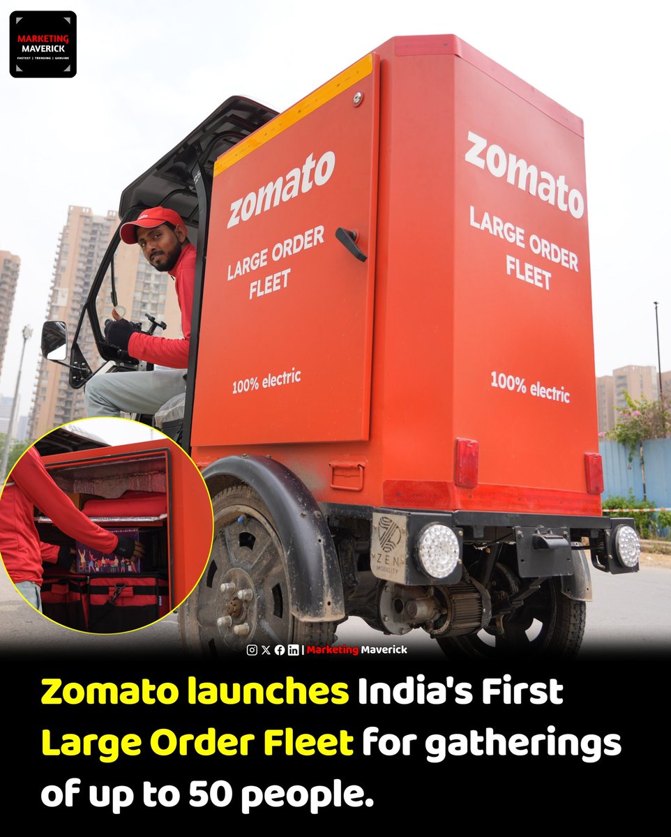 Zomato launches Large Order Fleet! This is an all electric fleet, designed specifically to serve orders for a gathering of up to 50 people.