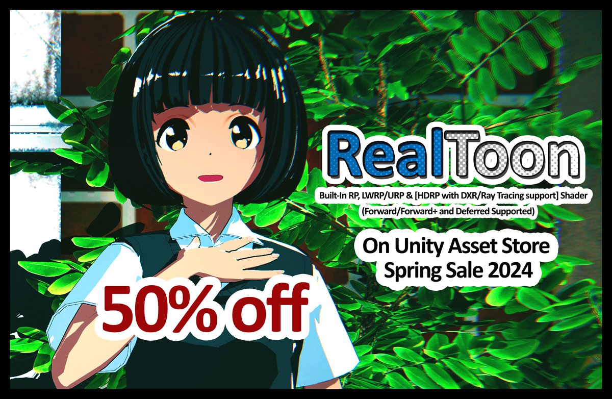 mjqstudioworks's tweet photo. Hi everyone,
RealToon Shader 50% OFF
On Unity Asset Store (Spring Sale 2024)
RealToon (Unity Store Page):
https://t.co/wLyLtjfjxv
#AssetStoreJP #AssetStore #unity3d #unity #realtoon #gamedev #URP #HDRP #アセットストア #madewithunity #unityengine https://t.co/Bhq5HKMHTb
