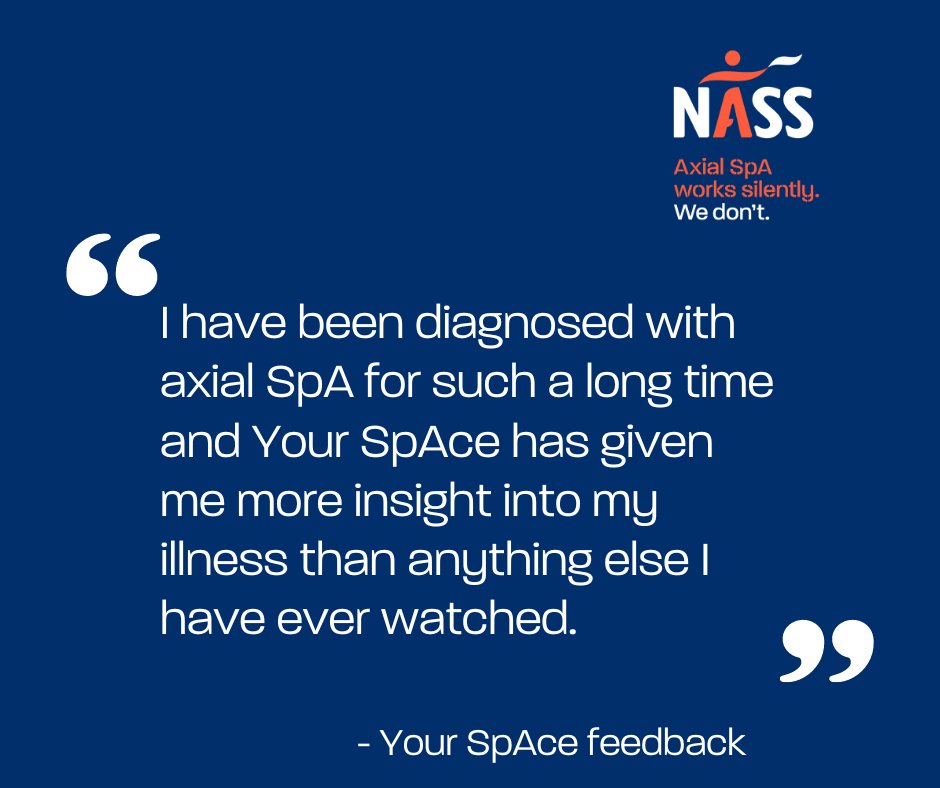 Co-produced with people with #axialSpA and healthcare professionals, #YourSpAce provides vital information and support. If you’ve not already got our promotional materials, or if you’re running low, order now: nass.co.uk/homepage/healt…