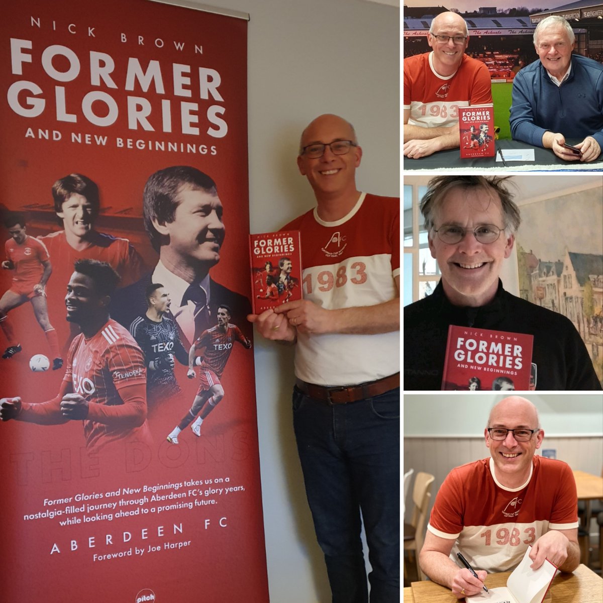 6 months since 'Former Glories And New Beginnings' released. Many thanks to @PitchPublishing , Joe Harper and all at @AberdeenFC for your help and support. 1 : Pitch 2 : AFC with Joe Harper 3 : Theo ten Caat 4 : Waterstones @CaatTheo #aberdeenfc #COYR #StandFree #Aberdeen