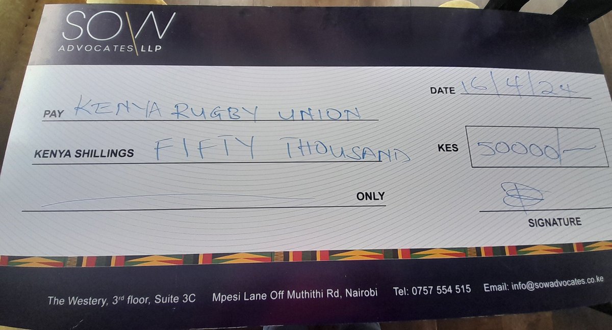 A big thanks to SOW Advocate LLP, who has contributed 50,000ksh as support for the Kenya U20s ahead of the 2024 #BarthesU20Trophy in Zimbabwe. #Chipu2024