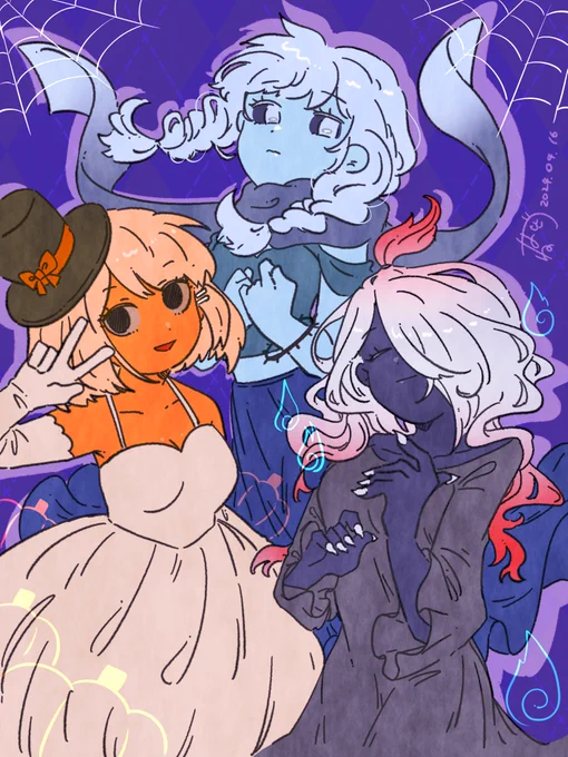 4年半前のハロウィンに生まれた子達久しぶりに描きたくなったから描いた(時期…)