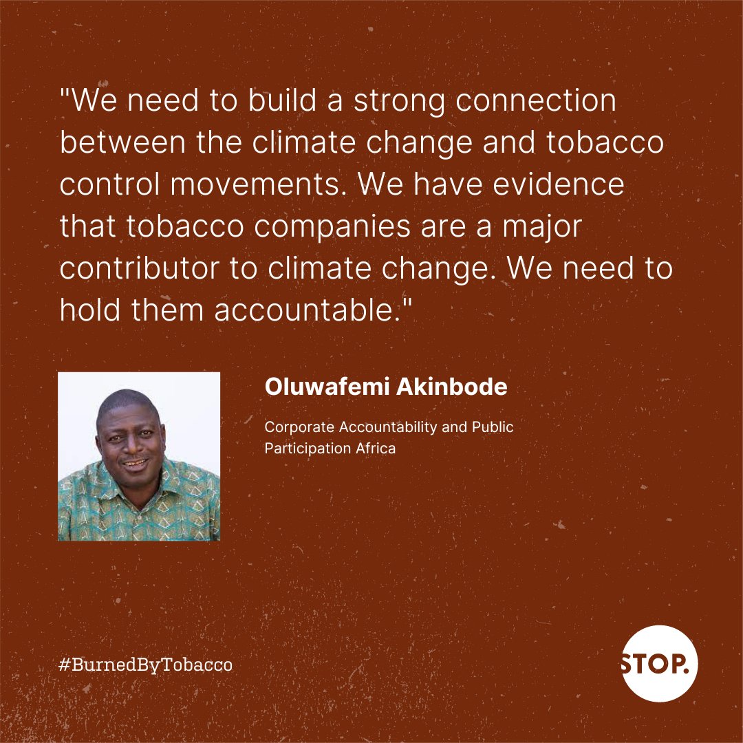 The evidence? In a single year of tobacco industry operations leaves a trail of damage in its wake: 600 million trees chopped down, more than 80 million tonnes of carbon dioxide equivalent emitted, 4.5 trillion cigarette butts discarded. #EarthDay @bodufemi