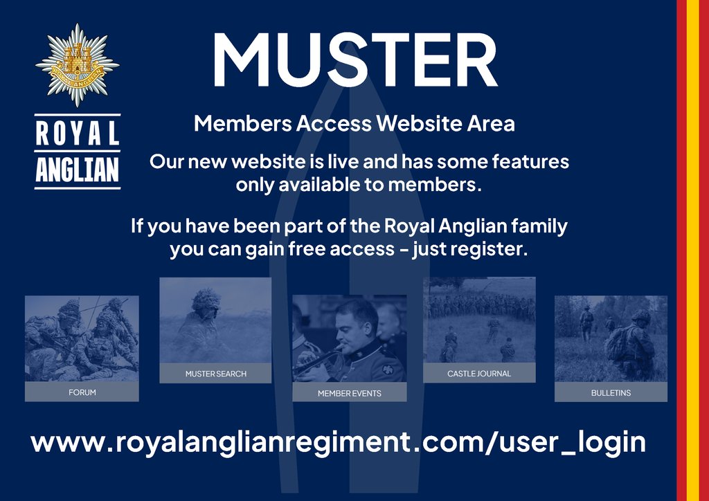 Have you signed up or accessed Digital Muster on the website yet? Create your own profile, and access the forums. Sign up or Sign in here: royalanglianregiment.com/user_login/ Access is not automatic. #RoyalAnglian #StrengthFromWithin #Veteran #Soldier #Army