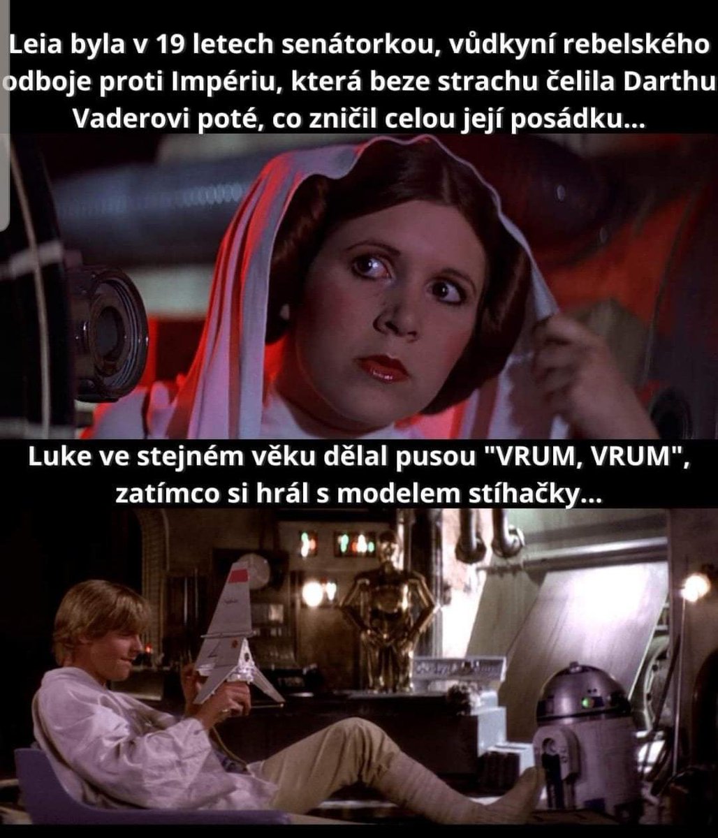 "Ty vzdělávací nerovnosti a nízká prostupnost systémem pro žáky ze znevýhodněnýho prostředí, jde to vysvětlit nějak lidsky?"
"Jo, je to přesně tenhle obrázek. Leia i Luke mají stejnou "výbavu" a stejné predispozice. Leia vyrůstá v centru, se zajištěnými rodiči, Luke v okrajové