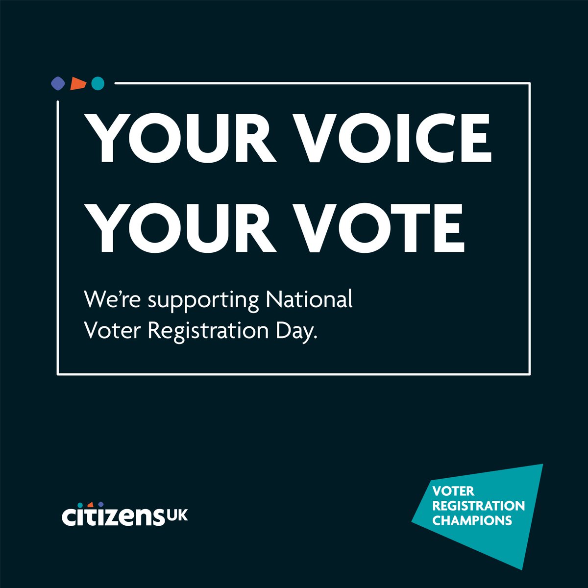 Step up and become Voter Registration Champions this #NationalVoterRegistrationDay with @CitizensUK Join the movement, advocate for voter registration, and promote civic engagement. Learn more at voterchampion.org.uk