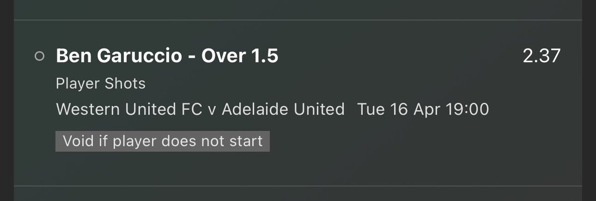 🇦🇺 A League

Ben Garuccio - Over 1.5 Shots 

📊 L5 - 2,2,1,1,2

We’ve seen an influx of shots from Benny. Kinda expect WU to be chasing the game here. 

#soccertips #footballtips #shotsbets
