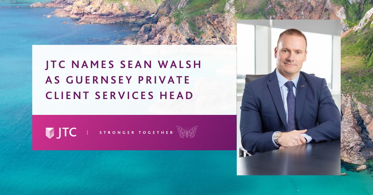 jtcgroup's tweet photo. JTC is delighted to appoint Sean Walsh to the role of Head of Private Client Services in Guernsey. Click here to read the full article. https://t.co/GCbMqt4oFW 

#privateclientservices #privatewealth #appointment #guernsey #strongertogether https://t.co/R5YqPfuNJX