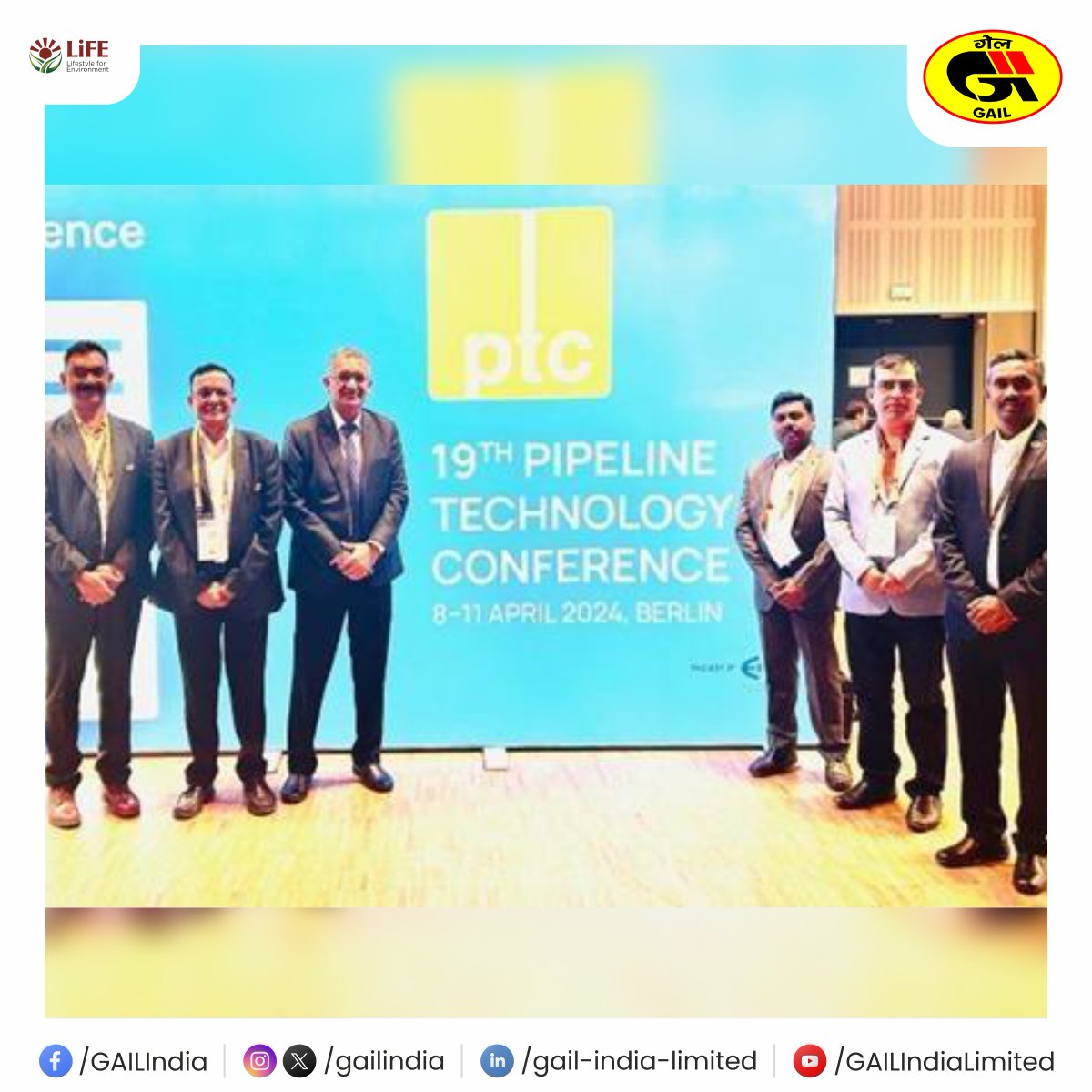 Shri Deepak Gupta, Director (Projects), GAIL attended the 19th Pipeline Technology Conference held in Berlin from 8th to 11th April 2024, along with the GAIL team. Shri Deepak Gupta was invited as an esteemed speaker in the panel discussion on ‘Pipeline Resilience: Ensuring a