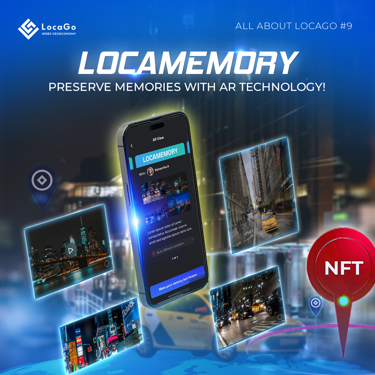 LocaGo_Official's tweet photo. [#AllAboutLocaGo 9] LOCAMEMORY - PRESERVE MEMORIES WITH AR TECHNOLOGY! 📸

✨ Modernize image preservation with AR technology. Customize storage time for revisiting shared images. Create a creative and unique journaling style!

#LocaGo #AWeb3GeoEconomy #Decentralized #LocaMemory https://t.co/704JAHZGSe