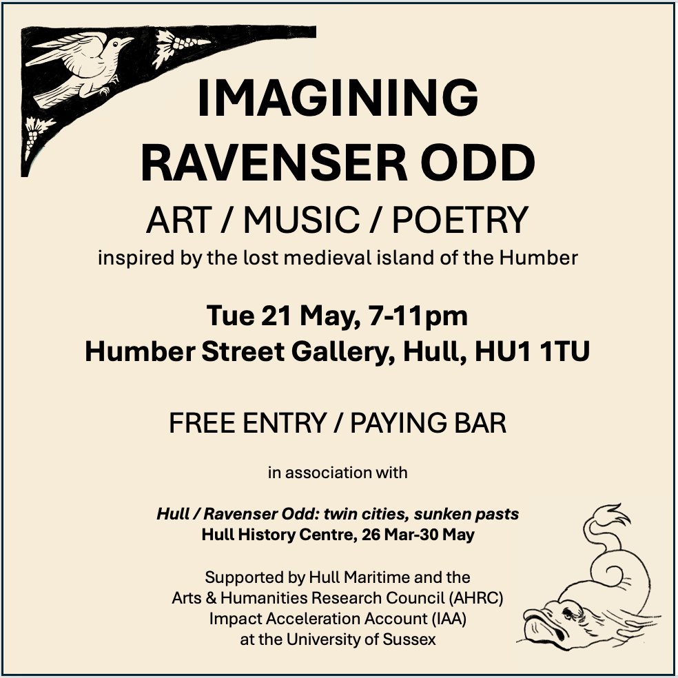 Artist announcement! We'll be screening 'From Ravenser Odd' a 2006 video piece by international artist, Stella Capes, as part of 'Imagining Ravenser Odd: art/music/poetry' @humberstgallery on 21 May. More announcements to follow. Free entry: 1st come/1st admitted.