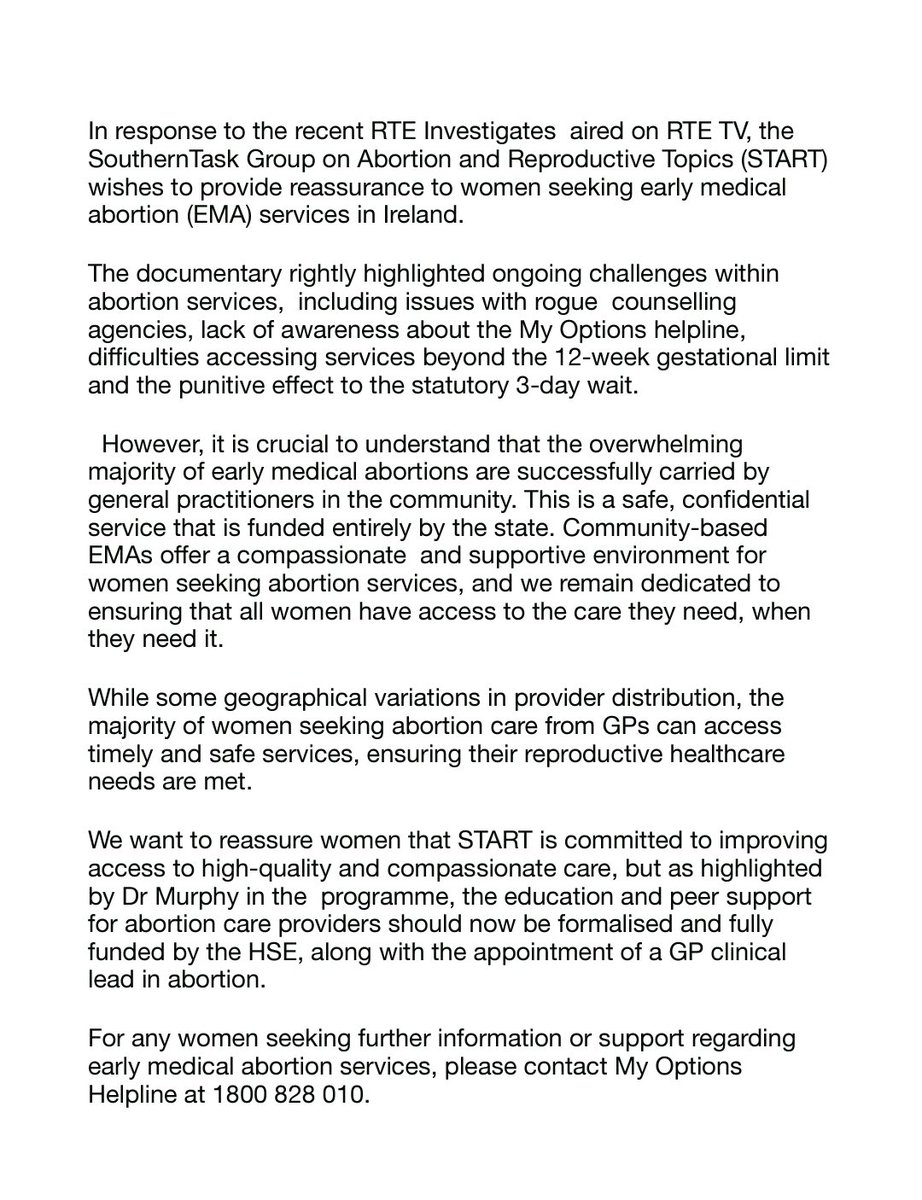 @RTE_PrimeTime @rte @HSELive @roinnslainte @ICGPnews @GPBuddy @IMT_latest @irishmednews @med_indonews @DonnellyStephen @AbortionSupport @Abortion_Rights Statement from over 400 providing GPs in Ireland.