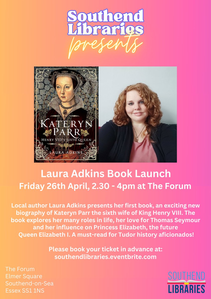 LAST FEW TICKETS REMAIN! A limited number of tickets are available for forthcoming 'Southend Libraries Presents' events with Thomas Leeds & Laura Adkins. Online tickets have sold out, but tickets can be booked at The Forum reception desk. Please drop in or call: 01702 534111