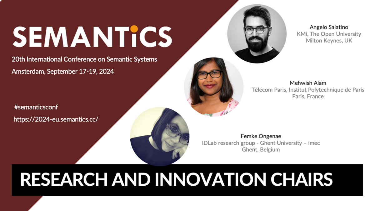 Looking forward to SEMANTiCS 2024! Our Research and Innovation Chairs @angelosalatino, @em_alam, and @fongenae discuss what to expect from SEMANTiCS 2024 2024-eu.semantics.cc/page/news?page… #Semanticsconf