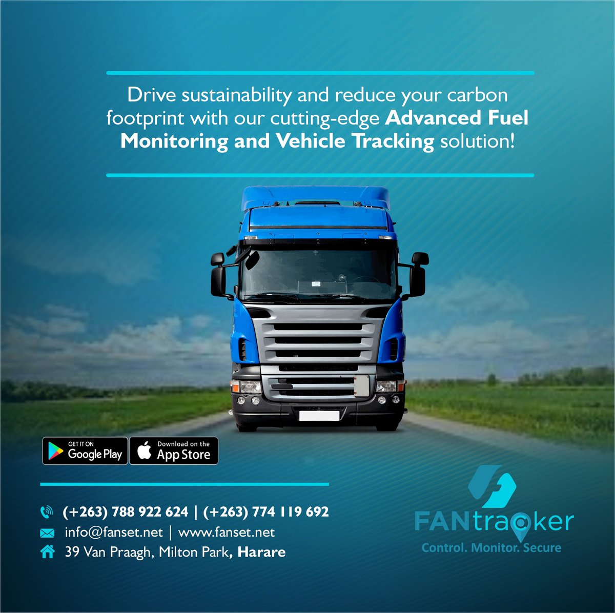 Maximize the value of each kilometer traveled by utilizing FANtracker's cutting-edge Fuel Monitoring and Vehicle Tracking technology. Take control of your fuel consumption, reduce fuel wastage, and reduce your carbon footprint. Contact us on +263778179409/ +263774119692